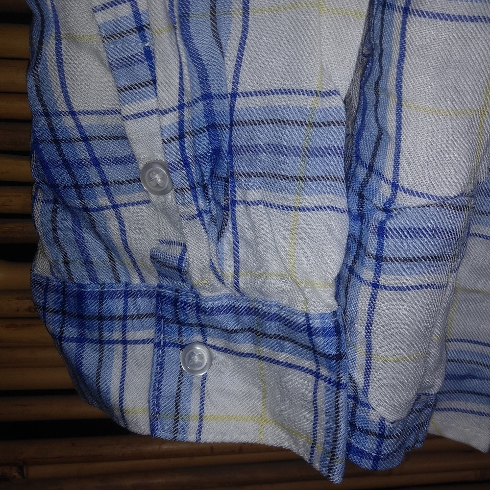 Maison Jules XL Cobalt Glaze Blue Plaid Top Plus - Picture 2 of 4